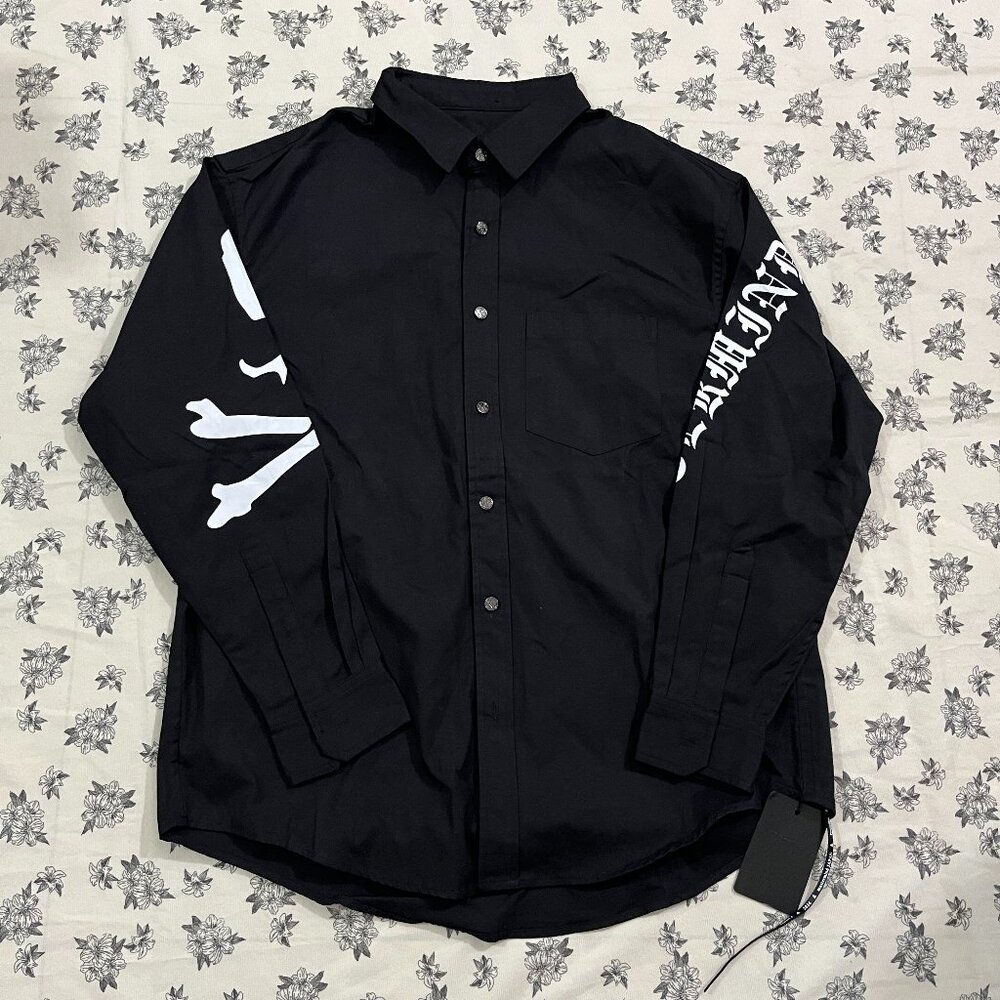 Mastermind Japan Black Skull Print Long Sleeve Shirt